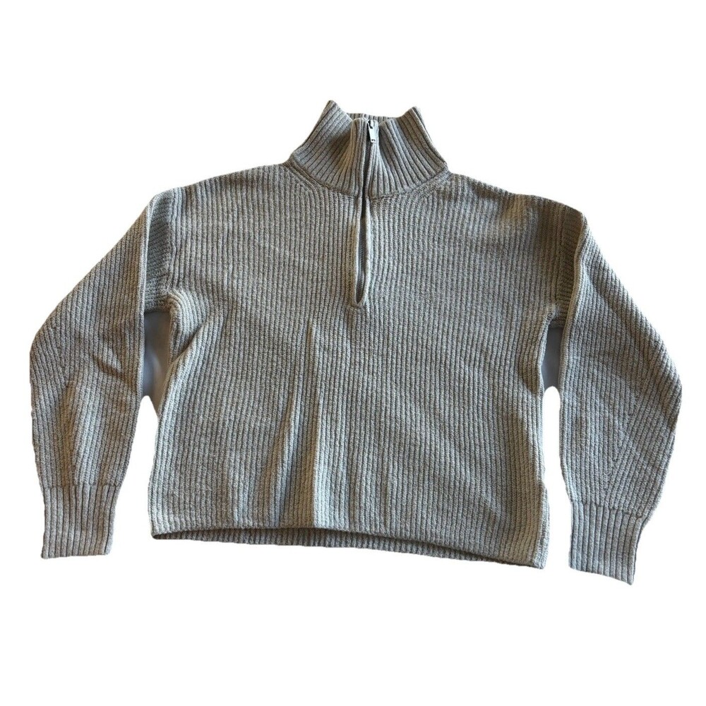 Old Navy Cable Knit 1/4 Zip Pullover Mock Neck Sweater Womens Sz XS Oatmeal